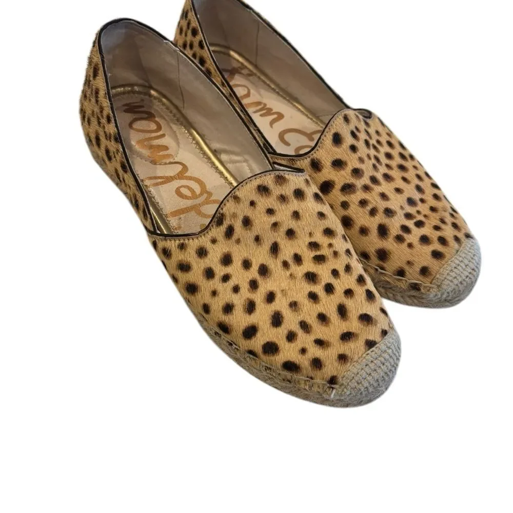 SAM EDELMAN “KESIA” LEATHER UPPER LEOPARD ESPADRILLE. Size: 6.5